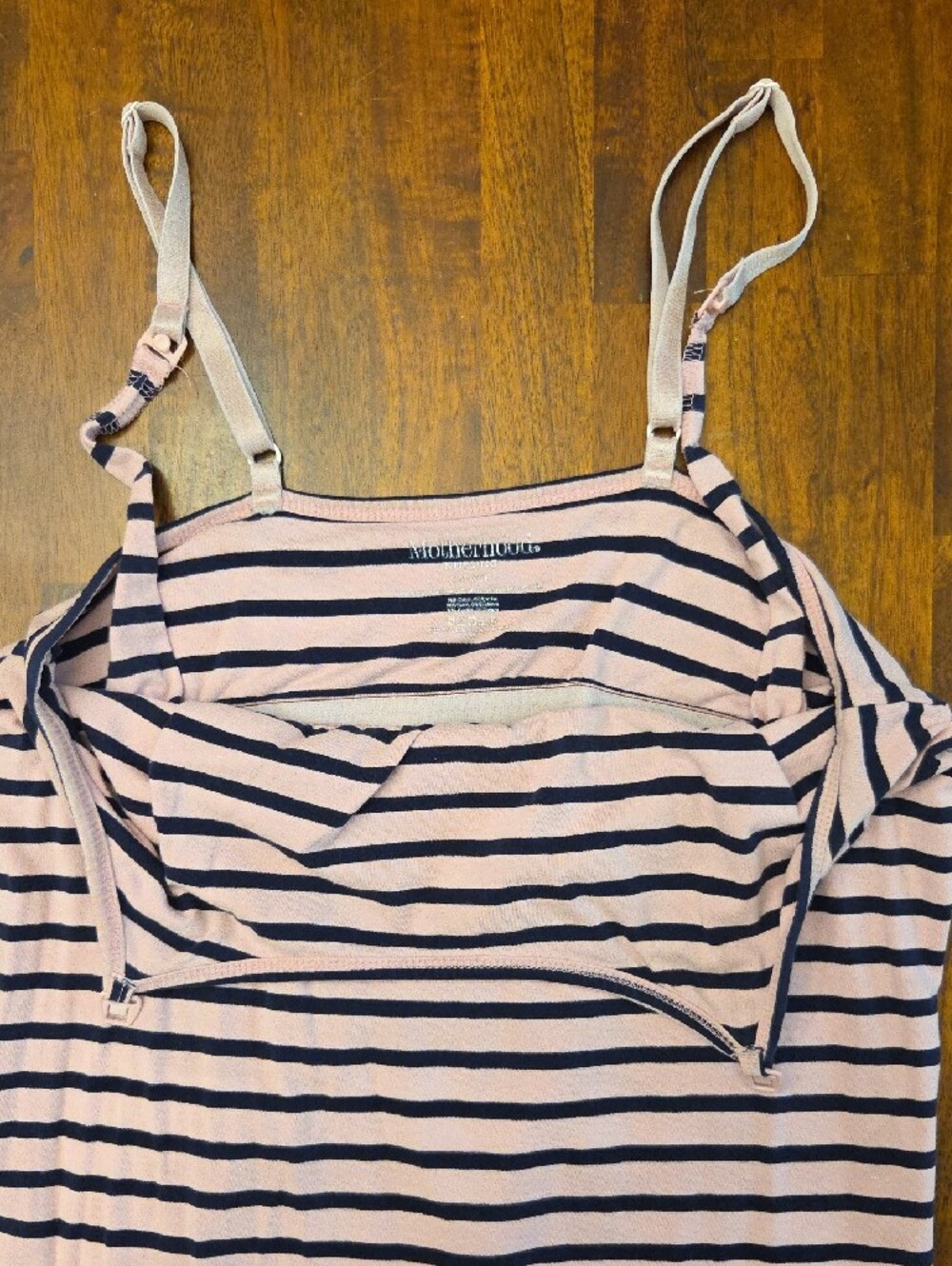 Motherhood Women’s Pink & Navy Striped Nursing - Picture 2 of 4